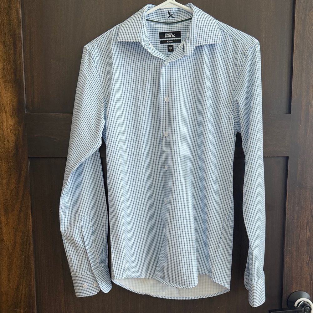 Brooks Brothers Light Blue Checkered Dress Shirt